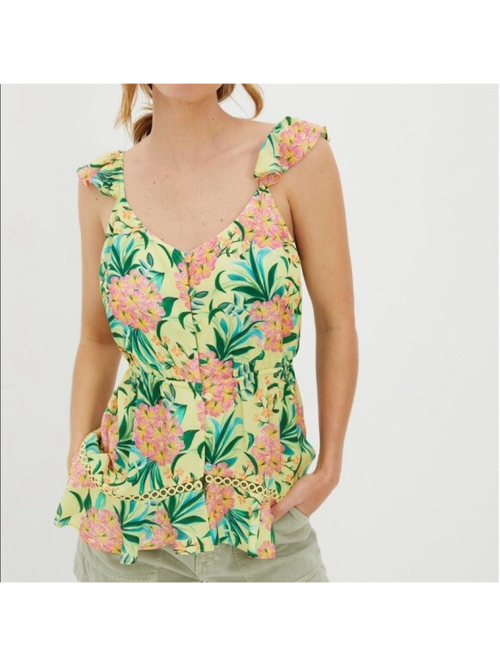 FARM Rio Ruffled Tropical Top